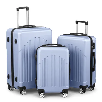 Produktbild von FCH Koffer-Set 3-tlg. ABS+PC Hartschale, 360° Rollen, Teleskopgriff, Tiefseeblau