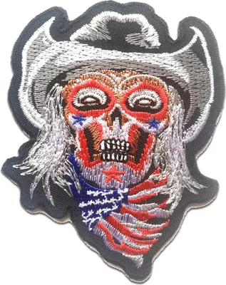 Obrázek produktu pro Usa Cowboy Skeleton - nášivka, nažehlovací nášivka, aplikace, nášivky, nažehlovací, Velikost: 7,7 x 9,8 cm