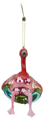 Image de Décoration de Noël - Flamant rose en bikini - Rose - 7,5 x 7,5 x 11,5 cm