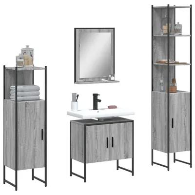 Image de Maison Exclusive - Ensemble de meubles de salle de bain 4 pièces gris Sonoma en bois composite