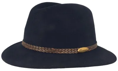 Image de Chapeau d'extérieur à bord roulé en feutre de laine avec garniture tressée de la marque Hut-Breiter, bleu, taille 58