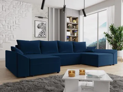 Obrázek produktu pro Sedací souprava do U na každodenní spaní FREDERIK - modrá