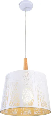 Produktbild von Hängelampe Metall rund Ø 35 cm H: max. 120 cm Weiß Natur E27 Skandinavisch Pendelleuchte