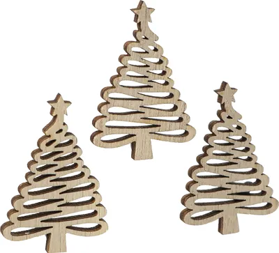 Produktbild von Streudeko Weihnachten Natur Tannenbaum Holz 72 Stück - Festliche Tischdeko