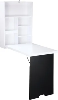 Immagine prodotto di Scrivania pieghevole con lavagna, scrivania pieghevole per computer, tavolo da pranzo, MDF, bianco 88,5 x 60 x 146,5 cm, tavolo da parete