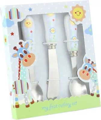 Produktbild von 3-teiliges Kinderbesteck "Giraffe Little Sunshine" - blau
