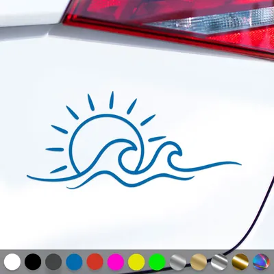 Produktbild von PantherPixel Strand Meer Aufkleber Sonnenschein Camping Sonne Sticker Auto Geschenkidee Farbe Blau