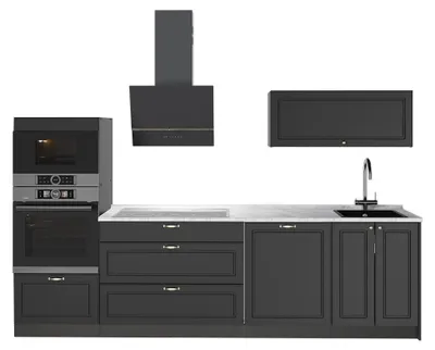 Produktbild von Küchenzeile Vicco Fame-Line Anthrazit-Gold Landhaus/Anthrazit 280 cm, AP Marmor, Model 64649