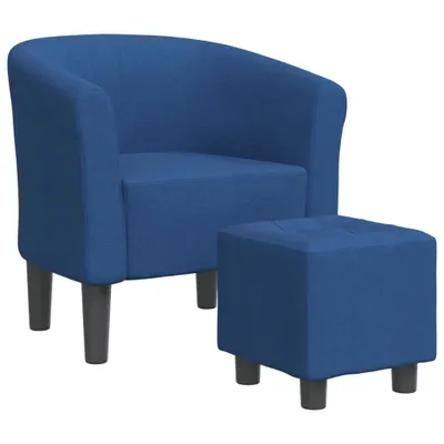 Produktbild von vidaXL Clubsessel mit Fußhocker Blau Stoff