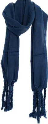 Produktbild von Kuscheliger Schal mit Fransen - einfarbiger Modeschal für Damen, 50 x200 cm Dunkelblau