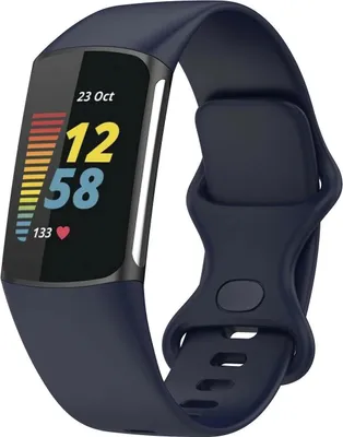 Produktbild von Silikon-Smartwatch-Armband – Passend für Fitbit Charge 5 / Fitbit Charge 6 – Dunkelblau – Strap-it Uhrenarmband – Größe: L