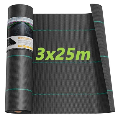 Produktbild von Iropro 75m² Unkrautvlies Gartenvlies Unkrautfolie Schutzvlies Bodengewebe Wasserdurchlässig 90g/m², 3mx25m