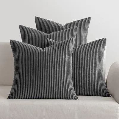 Imagen del producto de MIULEE, Juego de 4 fundas de cojín de cuerda, fundas decorativas para sofá, cojines para el sofá, fundas de cojín decorativas con cremallera oculta, 40x40 cm, gris oscuro