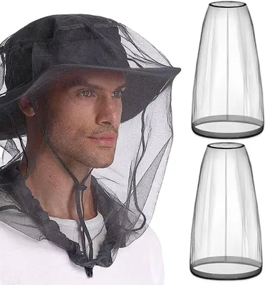 Produktbild von Kopf-Moskitonetz 2 Stück, schwarz, atmungsaktiv, für Camping