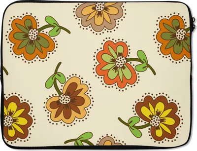 Produktbild von MuchoWow® Laptop Hülle 17 Zoll Laptoptasche Design - Blumen - Retro - Vintage - Zipper - Schutzabdeckung