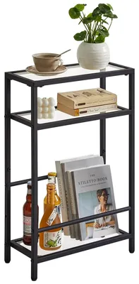 Immagine prodotto di Tavolino da salotto stretto - 40 x 18 x 62 cm - 3 livelli - Nero