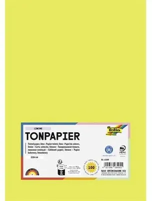 Farebný papier, A4, 130 g, 100 listov, FOLIA, limetkovo zelený