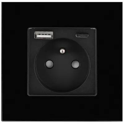 Zdjęcie produktu dla Gniazdo Szklane Kontakt + 2 x USB A+C 2.4A MIUUN