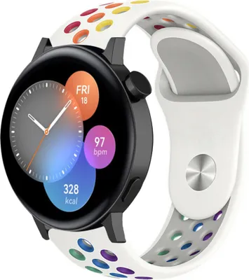 Produktbild von Strap-it Huawei Watch GT 3 42mm Sportarmband (Weiß/Bunt)