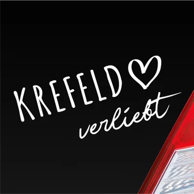 Produktbild von Auto Aufkleber Krefeld verliebt Herz Stadt Heimat Liebe Car 19x8 cm Weiss Glanz Sticker Heckscheibenaufkleber