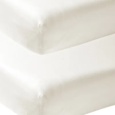 Produktbild von Meyco Jersey Spannbettlaken 50 x 90 cm Offwhite 2 Stück