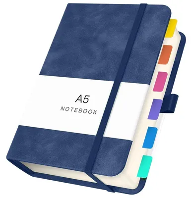 Productafbeelding van Notitieboek A5, blanco, 360 pagina's, Polyurethanleer, donkerblauw, 14x21 cm, 100 GSM