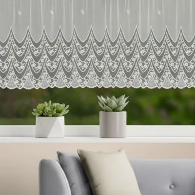 Produktbild von Jacquard Blumenfensterstore weiß - Gardine von Albani: 145x300cm / Weiß Größe (HxB): 145x300cm Farbe: Weiß