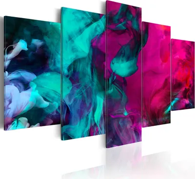 Produktbild von Modernes Wandbild a-A-0167-b-o (150x75) - 5 Teilig Bilder Fotografie auf Vlies Leinwand Foto Bild Dekoration Wand Bilder Kunstdruck ABSTRAKT RAUCH