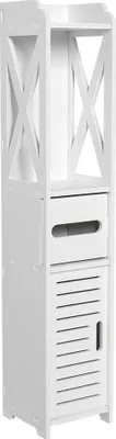 Obrázek produktu pro 80x15,5x15CM Koupelnový WC nábytek Cabinet White Wooden Cabinet Shelf Tissue Storage Rack