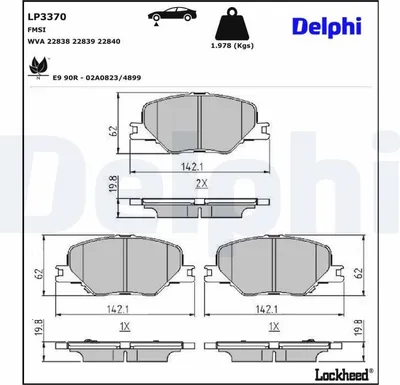 Produktbild von DELPHI Bremsbeläge Satz Vorne Bremsklötze für OPEL INSIGNIA Caravan LP3370