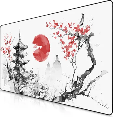 Produktbild von Titanwolf Gaming Mauspad, XXXL Speed Mousepad 1200 x 600 mm, Geschwindigkeit & Präzision, Japan Ink Painting