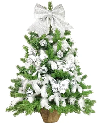 Produktbild von Geschmückter künstlicher Weihnachtsbaum SILVER LUCK 60 cm mit LED-BELEUCHTUNG IM TOPF