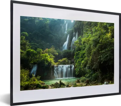 Produktbild von MuchoWow® MuchoWow® Gerahmtes Poster Wasserfall - Thailand - Dschungel 40x30 cm - Poster mit zchwarzem Bilderrahmen - Bilderrahmen - Poster im Rahmen