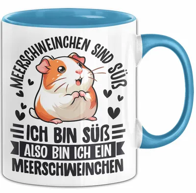 Produktbild von Meerschweinchen-Besitzer Tasse Geschenk Lustiger Spruch Meerschweinchen Sind Süß Also Bin Ich Ein Meerschweinchen (Blau)