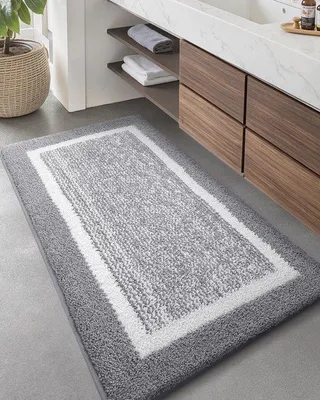 Zdjęcie produktu dla Antypoślizgowa mata łazienkowa, 60 x 150 cm, nadająca się do prania, szara, do prysznica, łazienki