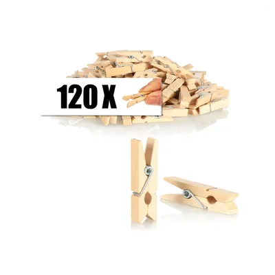 Produktbild von COM-FOUR® 120x Mini-Wäscheklammer aus Lotusholz, kleine Holz-Klammer als Dekoration für Bilder, Collagen, Postkarten, Fotos & Geschenke