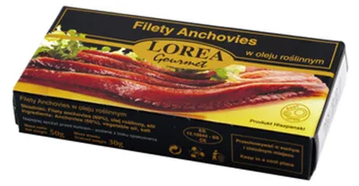 Zdjęcie produktu dla filety Anchovies w oleju roślinnym Lorea 50g