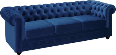 Produktbild von Couchgarnitur 3+2+1 - Samt - Dunkelblau - CHESTERFIELD
