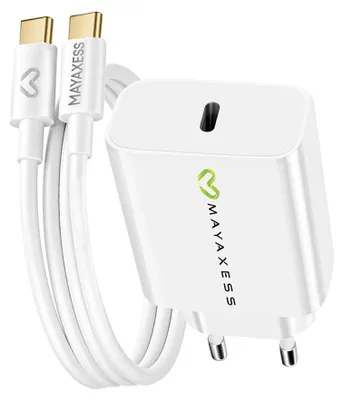 Obrázok produktu pre Mayaxess, 20 W napájací adaptér pre Galaxy A33 + USB-C kábel 1 m, biely