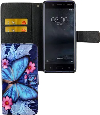 Produktbild von Handyhülle Tasche für Handy Nokia 5.1 2018 Blauer Schmetterling