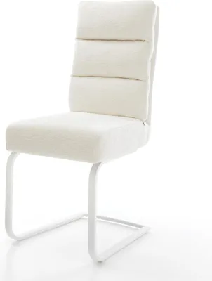 Produktbild von DELIFE Freischwinger Pela-Flex Bouclé Soft Beige Freischwinger flach Weiß Taschenfederkern