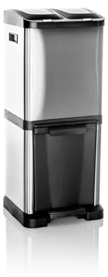 Produktbild von hjh OFFICE Mülleimer 32 Liter CLEAN VII Abfalleimer Mülltrenner rechteckig für Küche, Büro mit Step-On 78.0 x 32.0 x 32.0 cm
