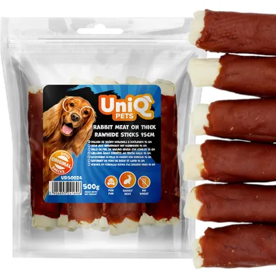 Productafbeelding van Hondenkoekjes: UniQ Pets Rundvleesvingers met konijn, 500g