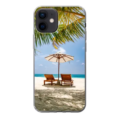 Produktbild von MuchoWow® Handyhülle Schutzhülle Hülle für iPhone 12 Strand - Strandkorb - Sonnenschirm Silikon Softcase Handy Hülle - Schutzhülle