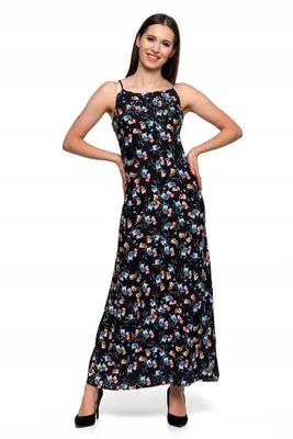 Produktbild von Maxikleid - Sommerkleid Größe S - Damenkleid schwarz - Kleider Baumwolle - Kleider lang