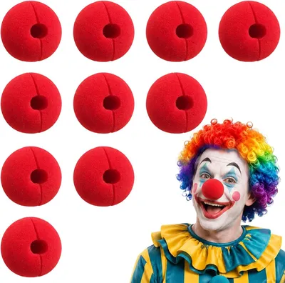 Productafbeelding van Sponsclownneuzen - Set van 10 - Feest- en cosplayaccessoires (diameter 5 cm) - Rode