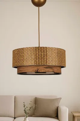 Produktbild von Opviq, Hochwertiger Kronleuchter, Kunststoffkörper, Braun, Rustikal, Höhenverstellbar 20-50 cm, Ø30 cm, E27 Fassung, Max 40 W, IP20, Ideal für moderne Wohnräume, Elegantes Design.