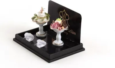 Immagine prodotto di Coppette da gelato con frutta in miniatura per case delle bambole e collezionisti, decorative