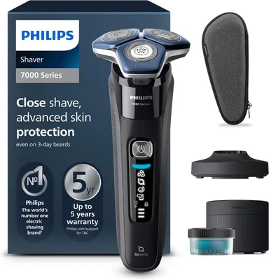 Produktbild von Philips Series 7000 Elektrorasierer Herren S7886/55, Wet & Dry, ausklappbarer Trimmer, Reinigungsstation, Ladestation & Reiseetui