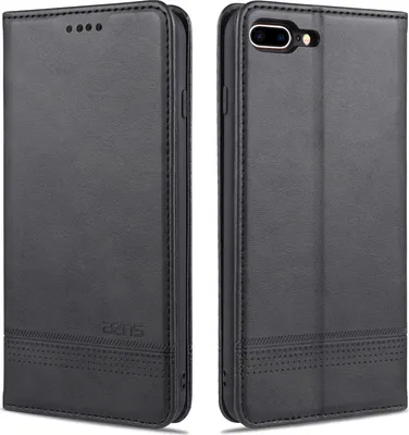Image de coque pour iPhone 8 Plus, portefeuille avec fermeture magnétique et support, coque en cuir pour iPhone 7 Plus / 8 Plus noir
